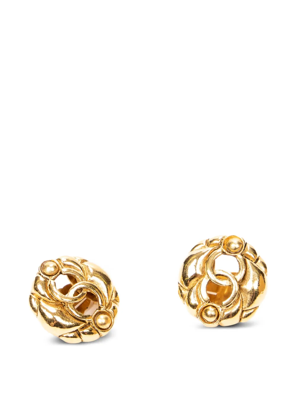 CHANEL Pre-Owned round clip-on earrings - Gold