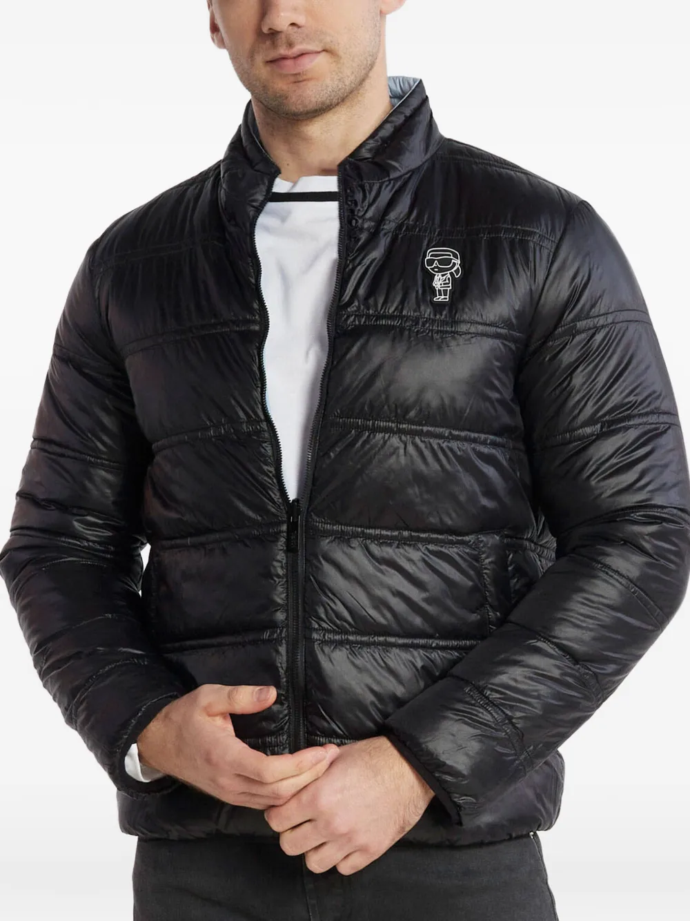 Karl Lagerfeld Ikonik Karl gewatteerd jack Zwart