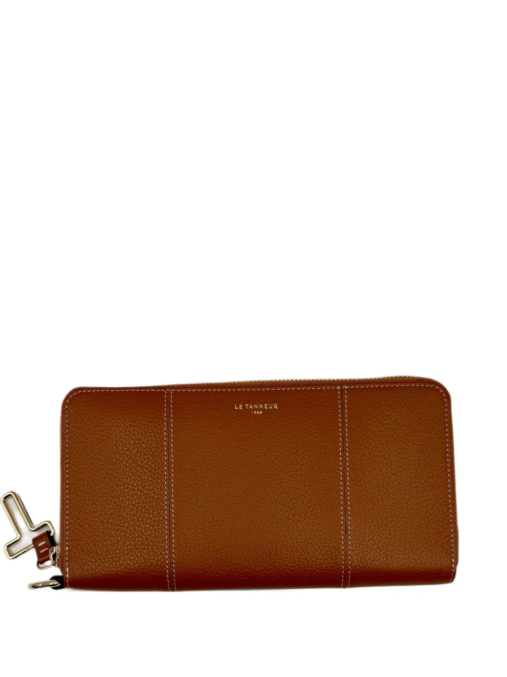 Le Tanneur contrast-stitch pebbled leather wallet - Marrone
