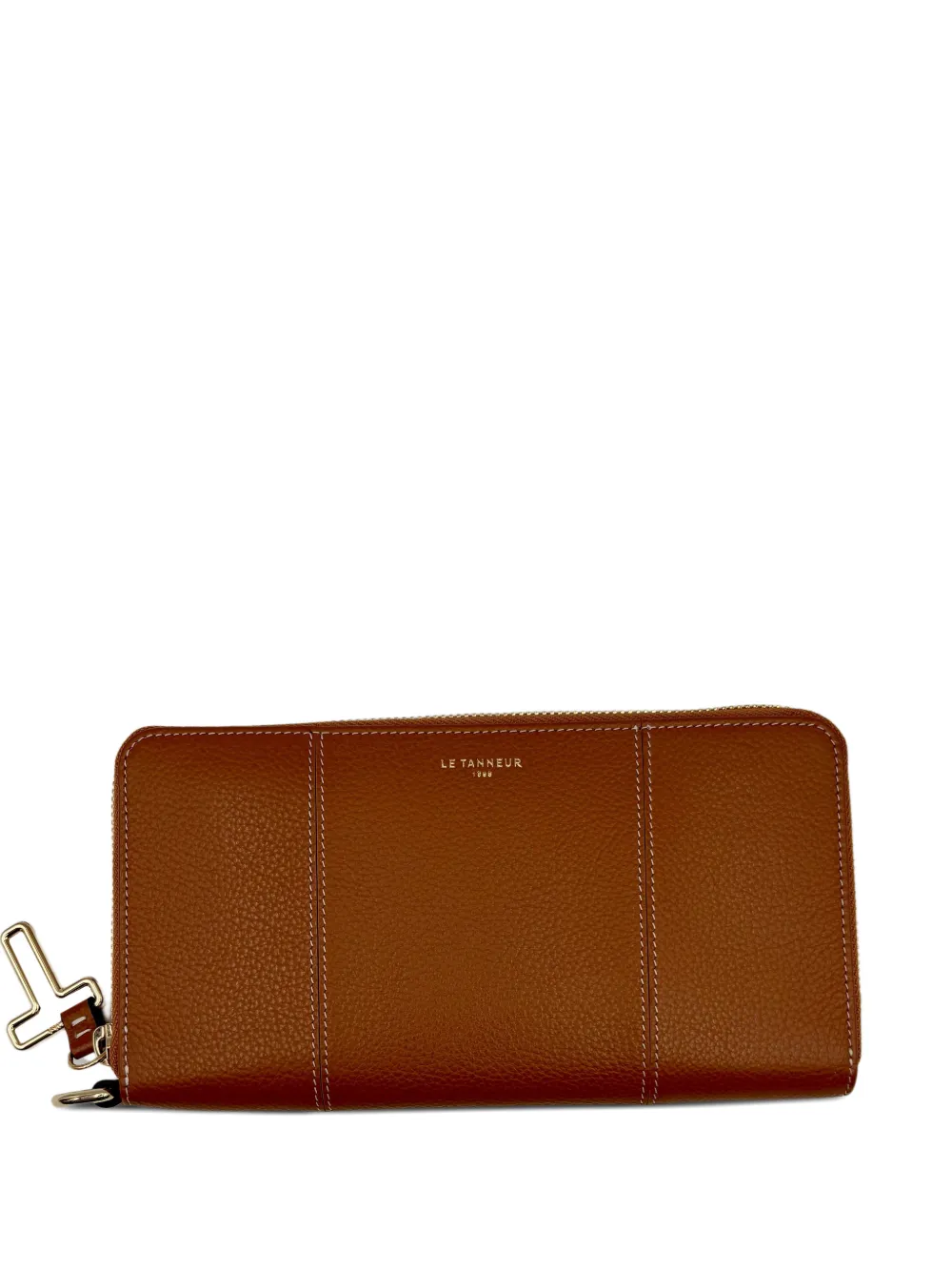 Le Tanneur contrast-stitch pebbled leather wallet - Marrone