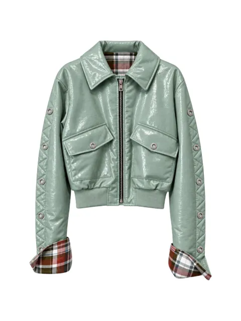 MARBELL Emili quilted-sleeve patent-finish jacket