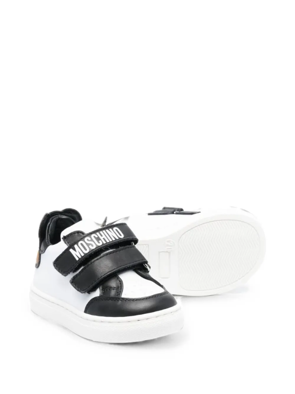 Moschino Kids logo-print touch-strap sneakers Wit