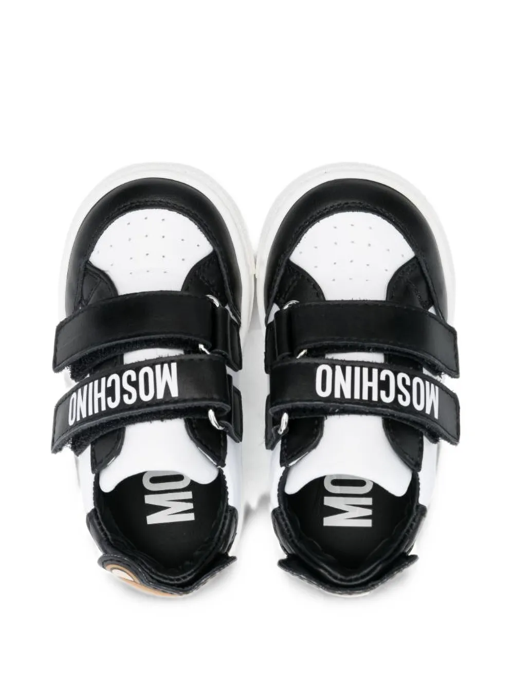 Moschino Kids logo-print touch-strap sneakers Wit