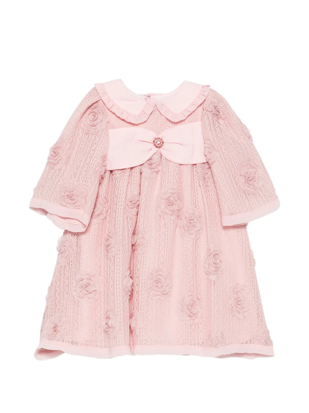Patachou floral-appliqué bow-detail dress - Rosa