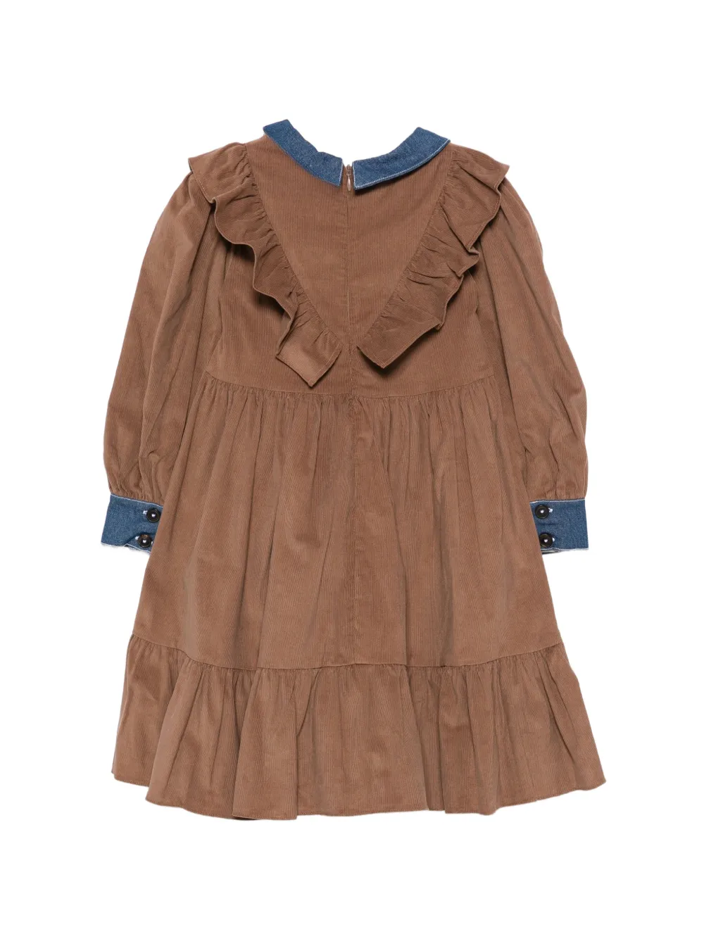 Patachou ruffled corduroy dress Bruin