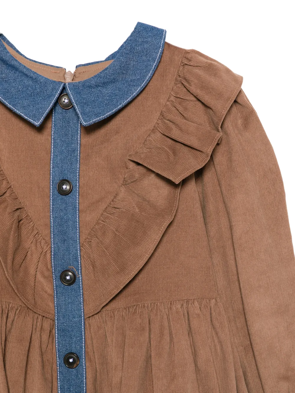 Patachou ruffled corduroy dress Bruin