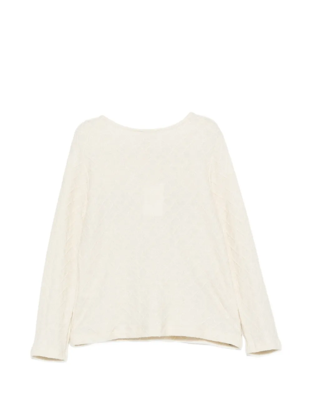 Patachou Gebreide trui met ruit-patroon en geborduurde bloemen Beige
