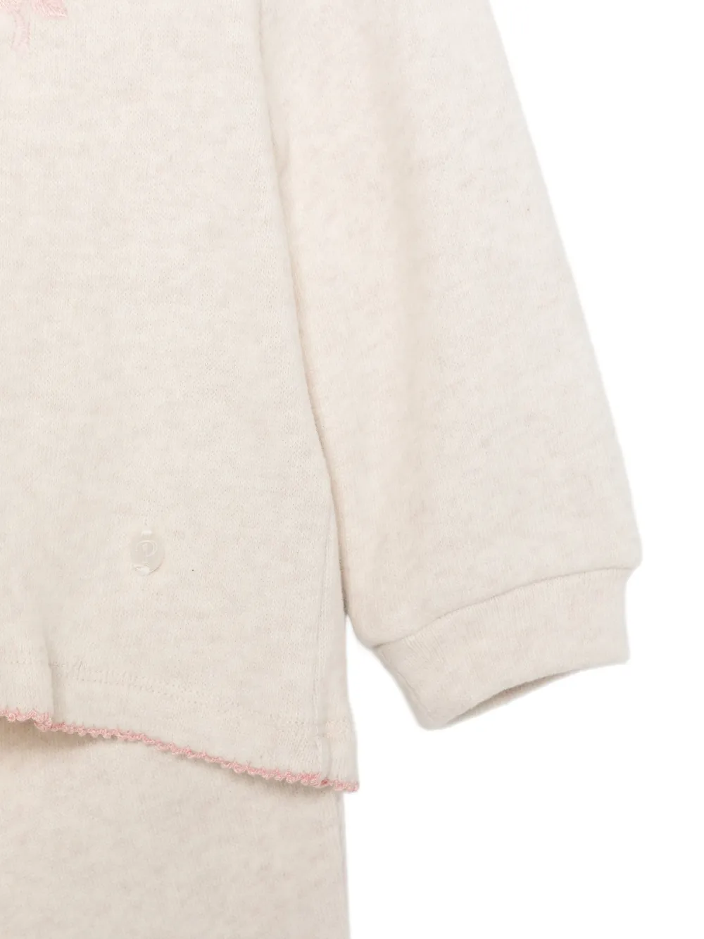 Patachou floral-embroidered top and trousers Beige