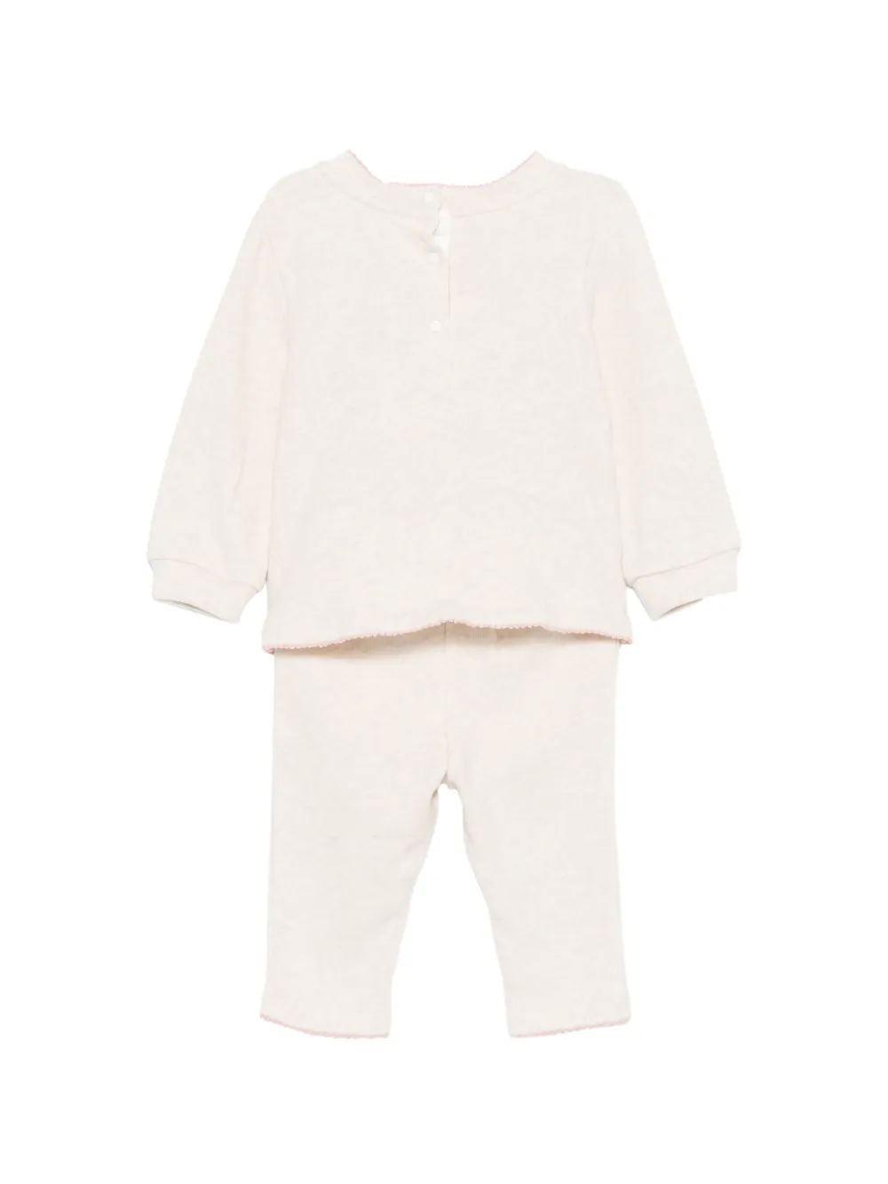 Patachou floral-embroidered top and trousers Beige