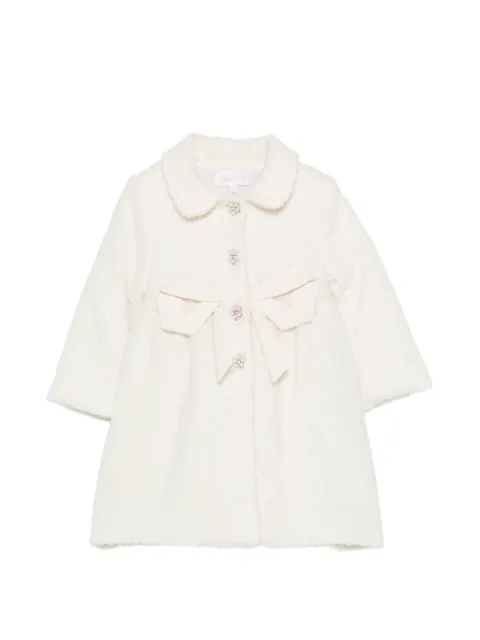 Patachou bow-detail faux-shearling jacket