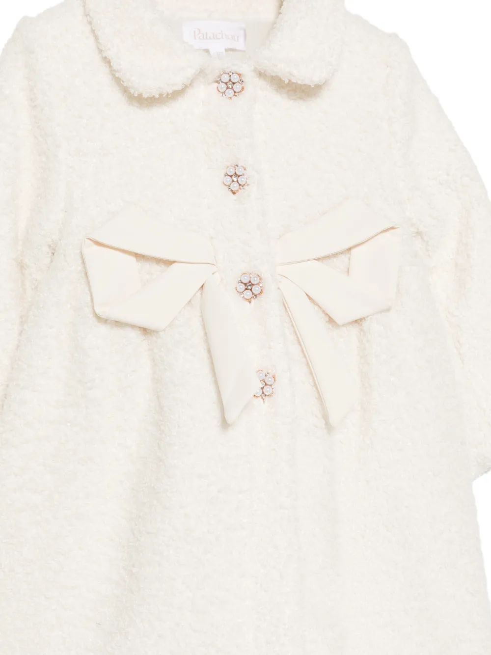 Patachou bow-detail faux-shearling jacket Beige
