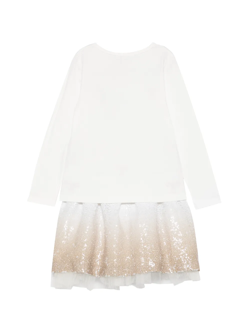 Patachou T-shirt met lange mouwen en rok met pailletten en verfraaid met strik Wit