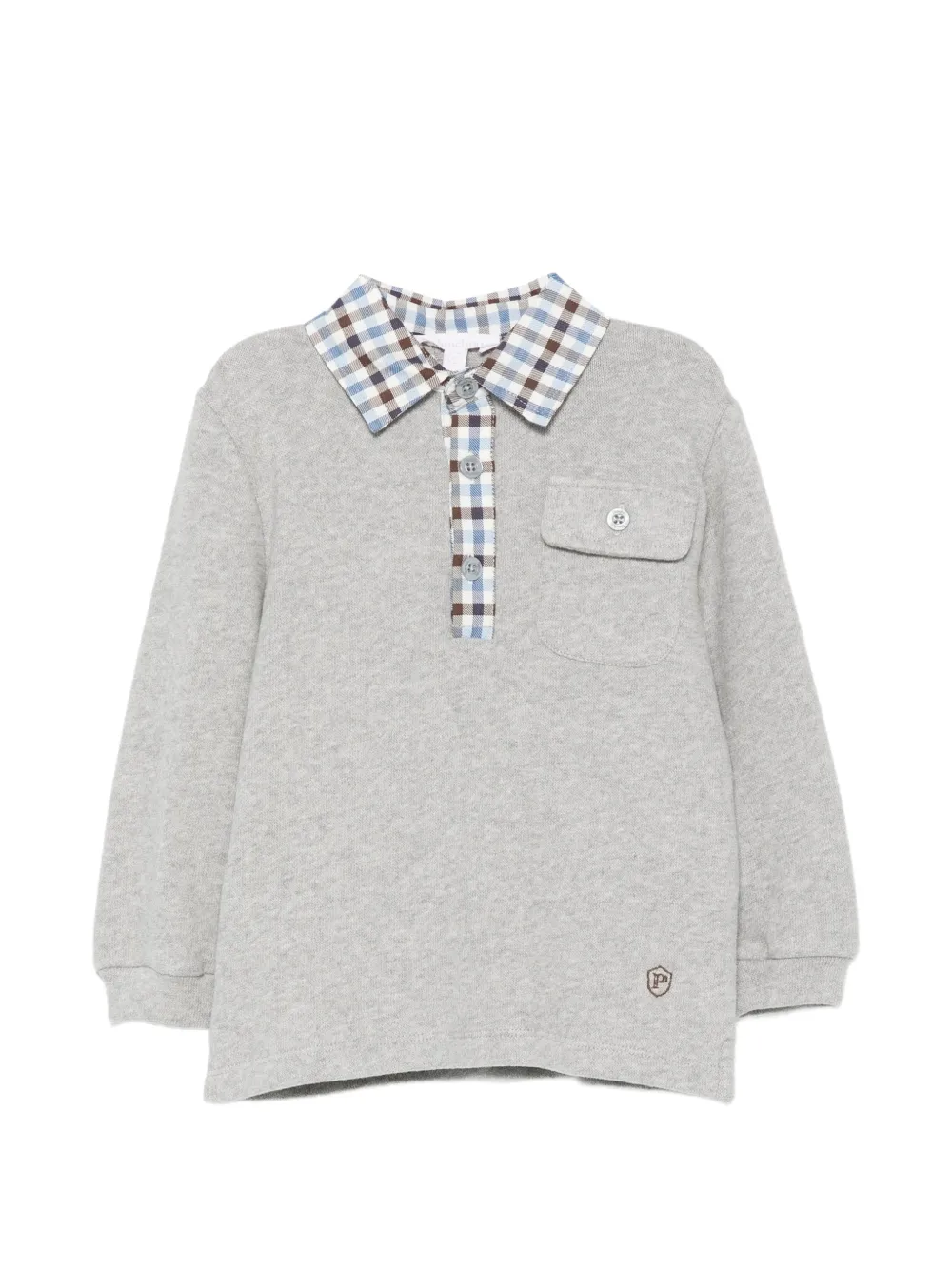 Patachou check-patter-collar polo shirt - Grigio