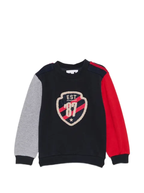 Patachou logo-patch colour-block sweatshirt