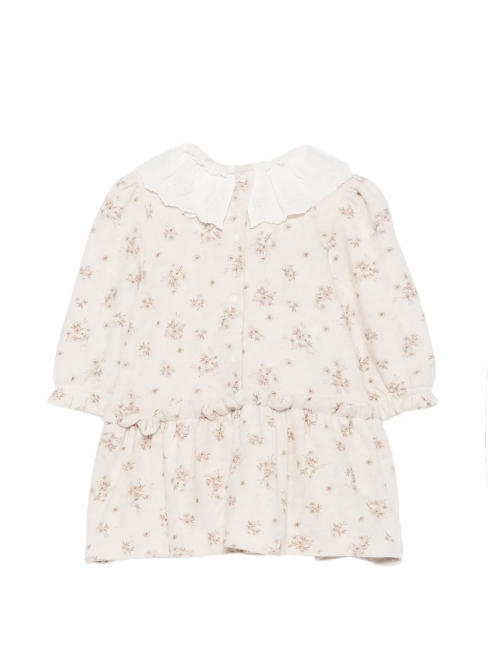 Patachou Jurk met bloemenprint en ruches Beige
