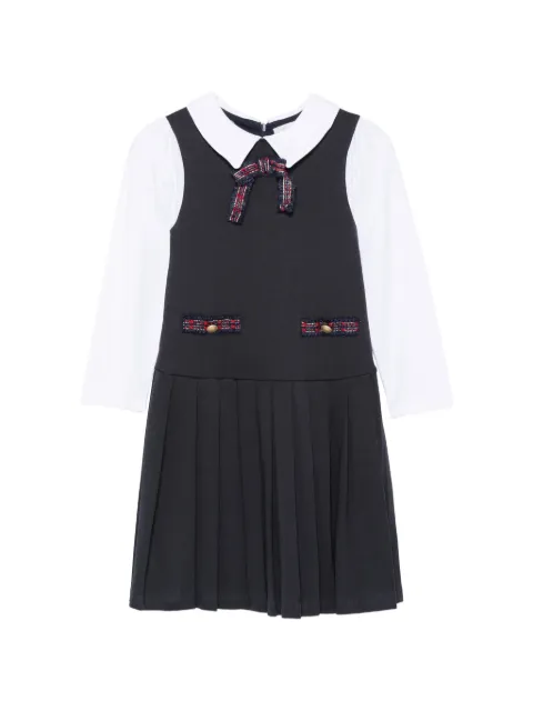 Patachou bow-detail pleated dress