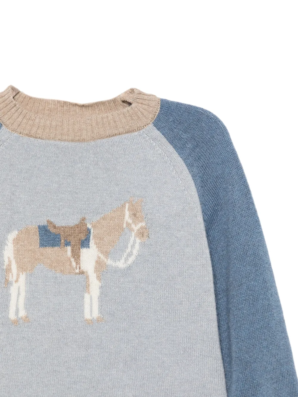 Patachou Trui met raglanmouwen en paarden-intarsia Blauw