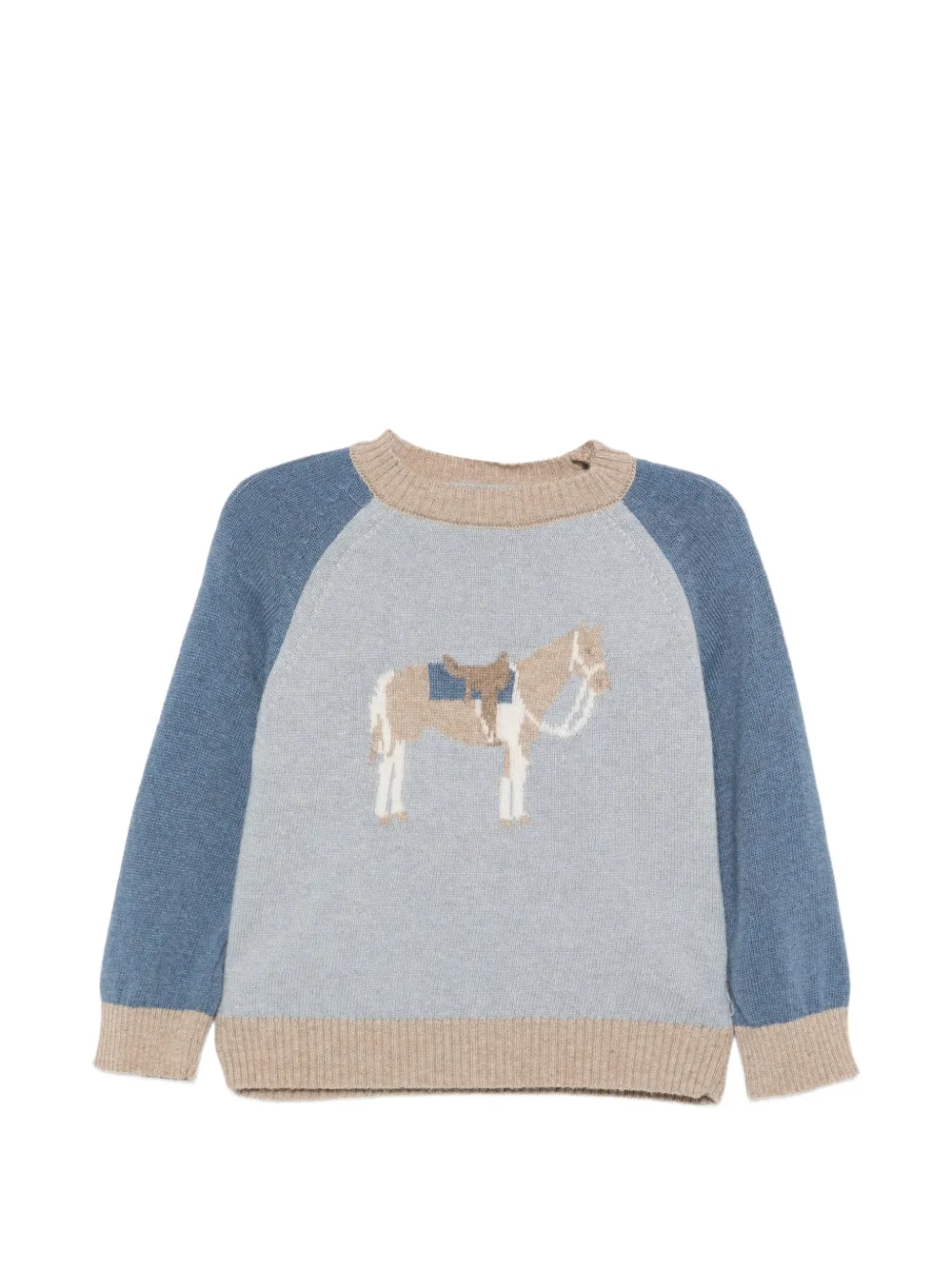 Patachou pull à manches raglan et motif cheval intarsia - Bleu Patachou pull à manches raglan et motif cheval intarsia - Bleu