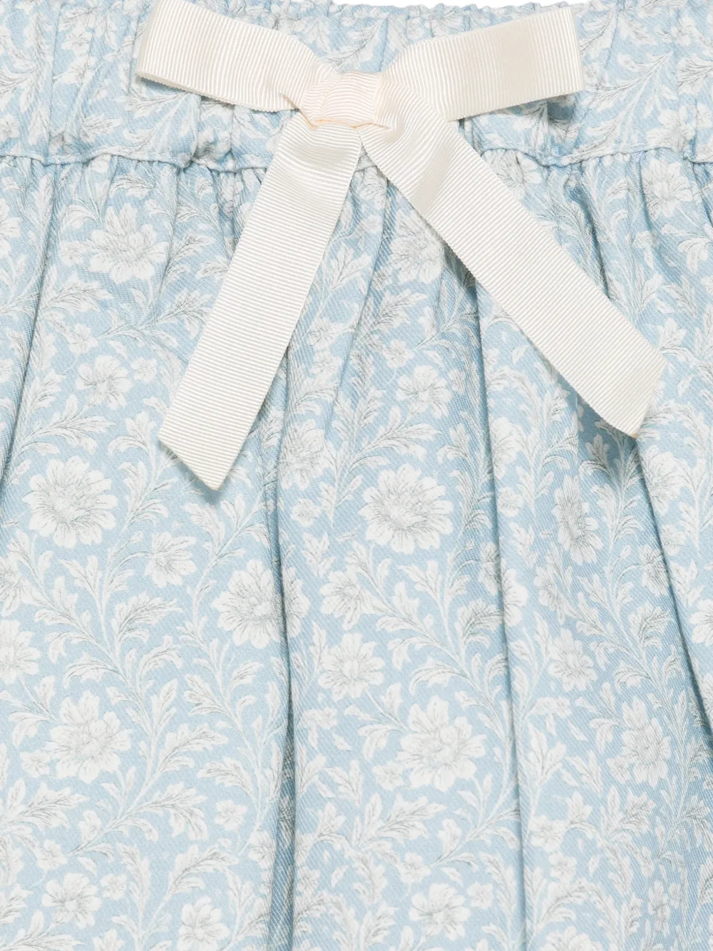 Patachou floral-print bow-detail skirt Blauw