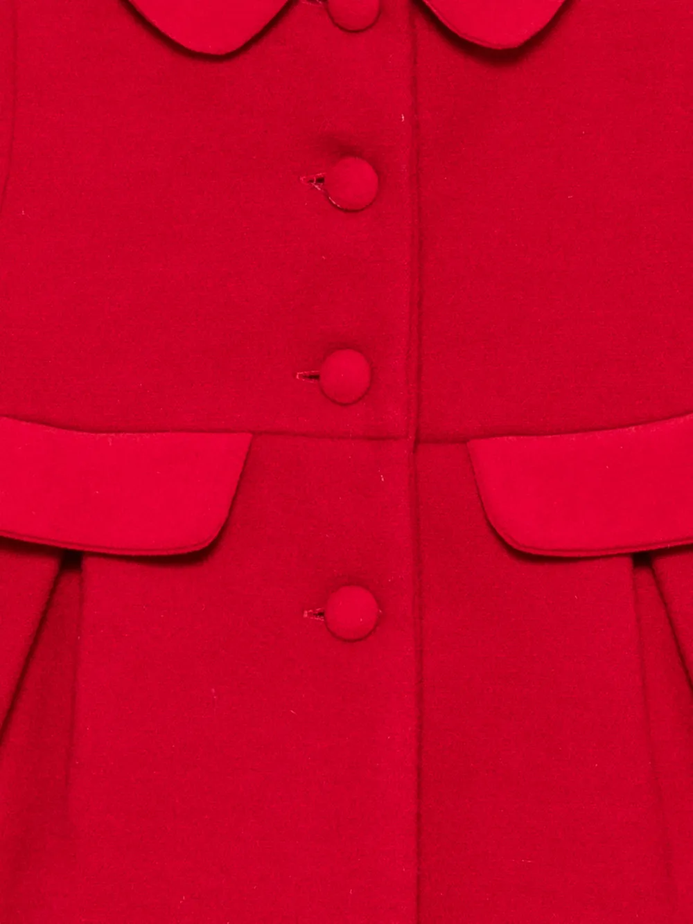 Patachou Peter Pan collar pleated coat Rood