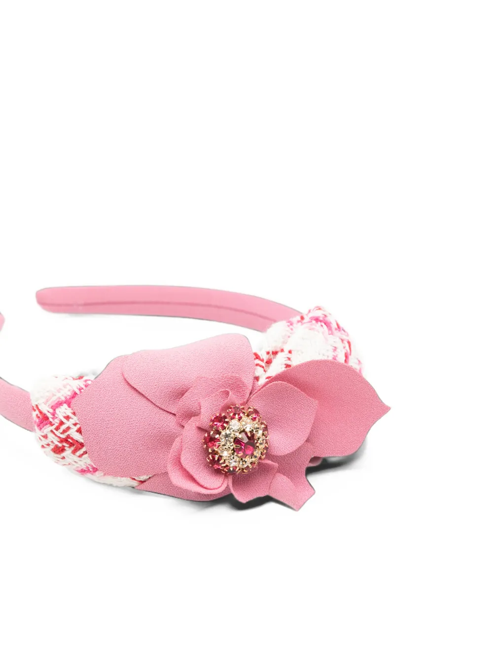 Patachou Haarband verfraaid met bloemen en tweed-detail Roze