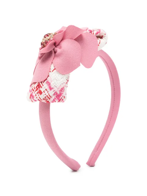 Patachou tweed-detail floral-embellished headband