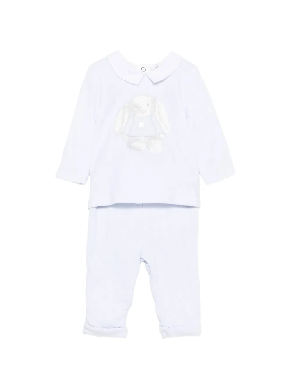 Patachou bunny-embroidered trouser set - Blu