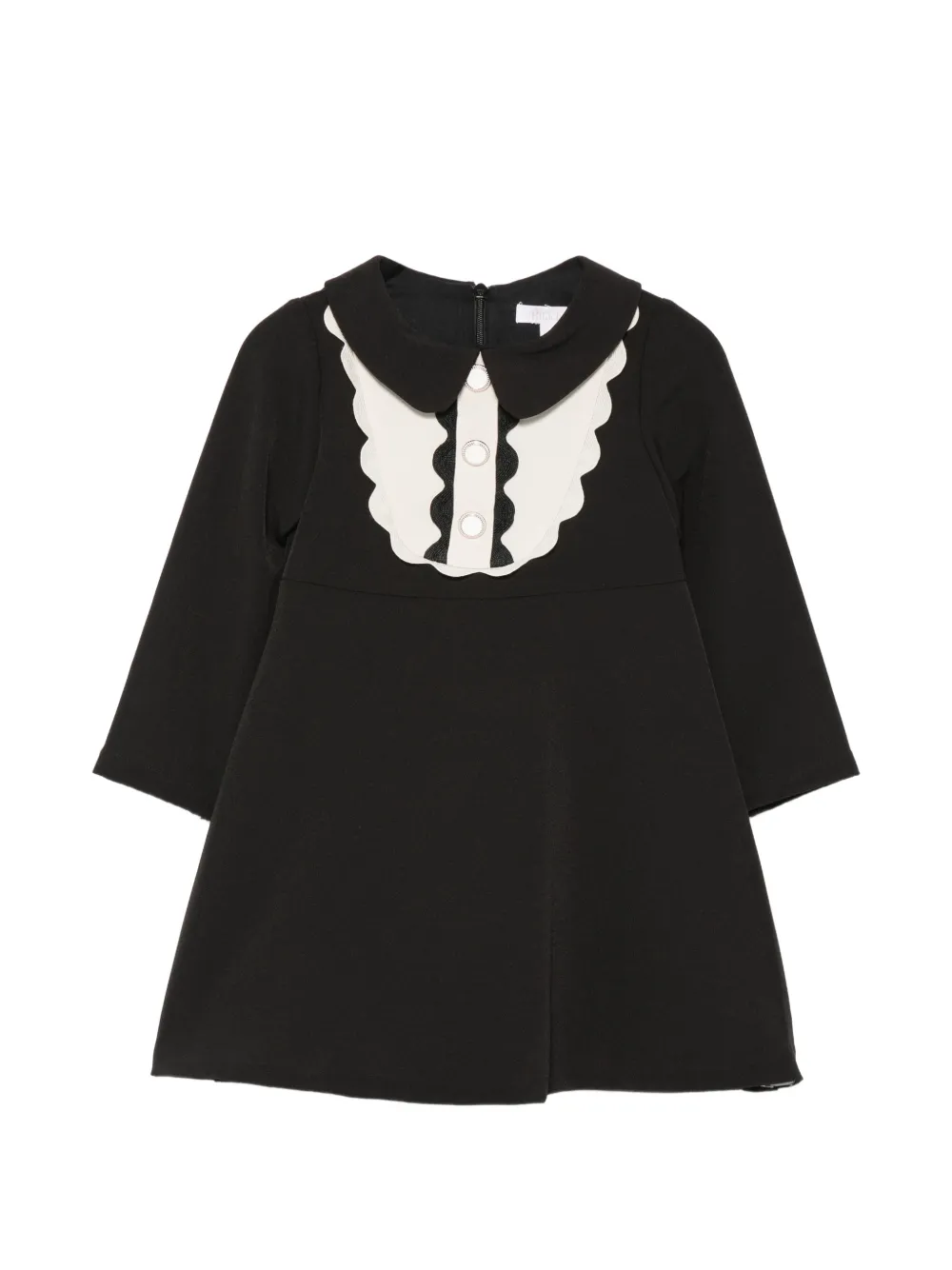Patachou scalloped-trim Peter Pan collar dress - Nero