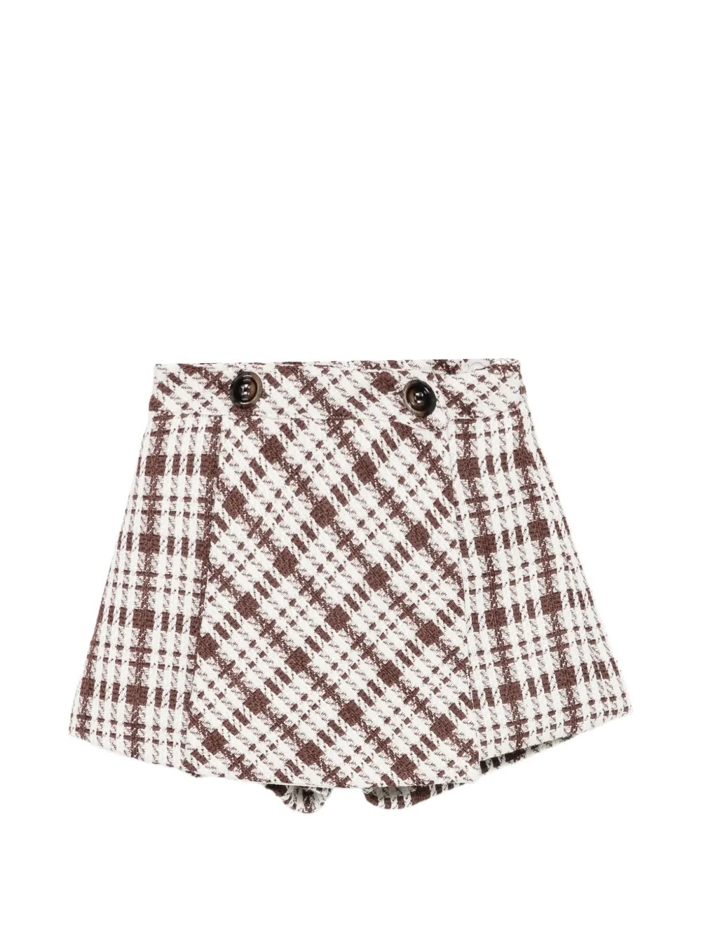 Patachou check-pattern button-detail shorts - Marron Patachou check-pattern button-detail shorts - Marron
