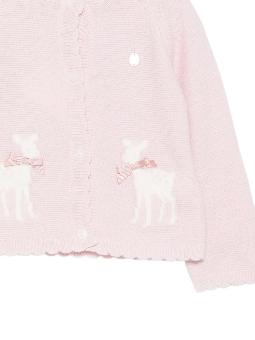 Patachou deer-intarsia scalloped-trim cardigan Roze