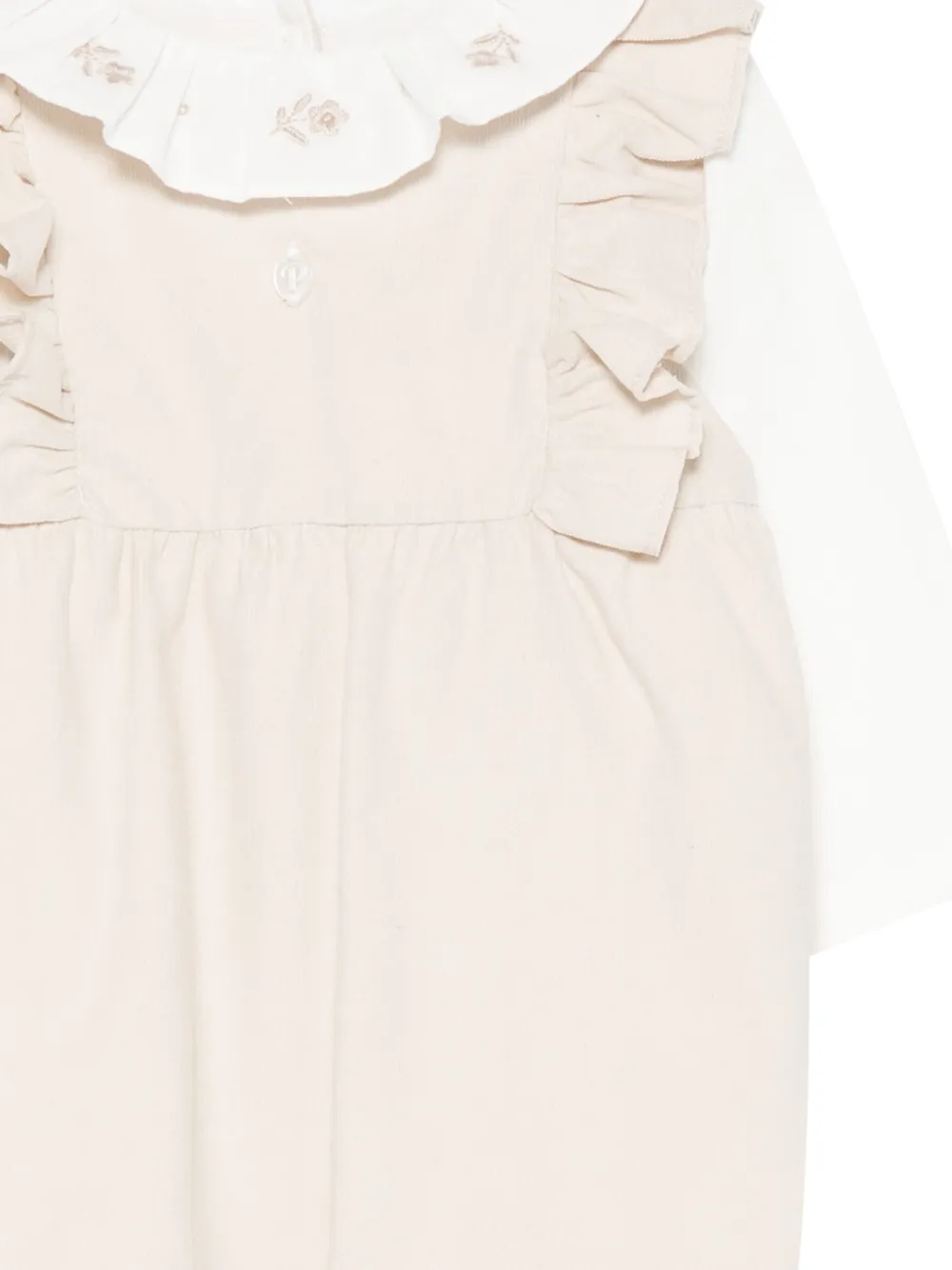 Patachou Ribfluwelen rompers met ruches Beige