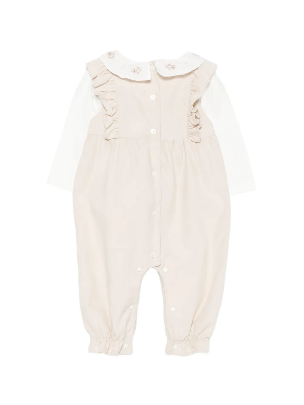 Patachou Ribfluwelen rompers met ruches Beige