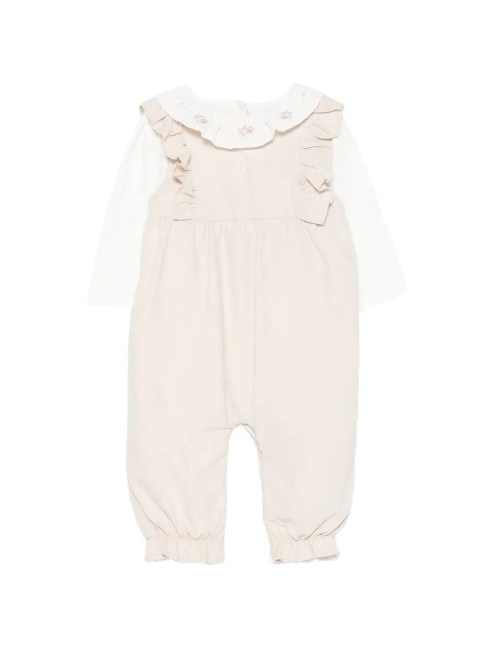Patachou ruffled corduroy rompers - Tons neutres
