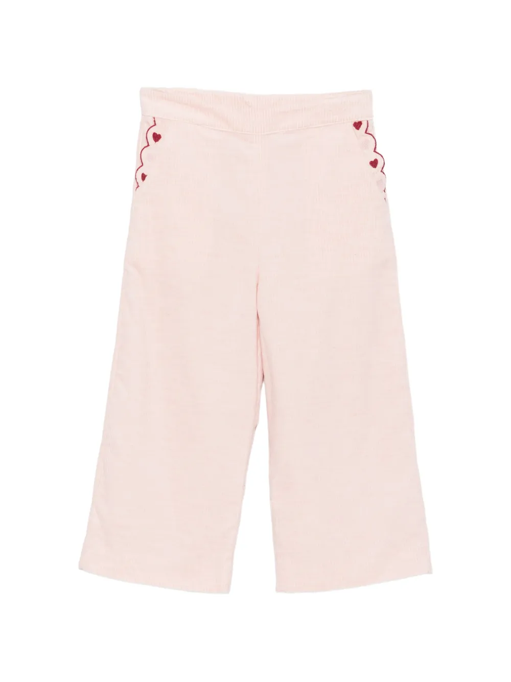 Patachou heart-embroidered corduroy trousers - Rose Patachou heart-embroidered corduroy trousers - Rose