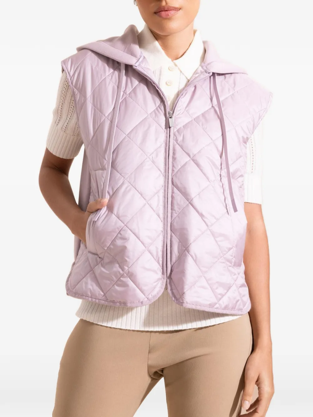 Max Mara Bodywarmer met capuchon Roze