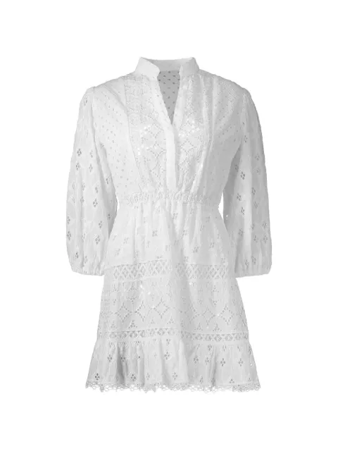 Temptation Positano Citronella broderie-anglaise sequinned mini dress