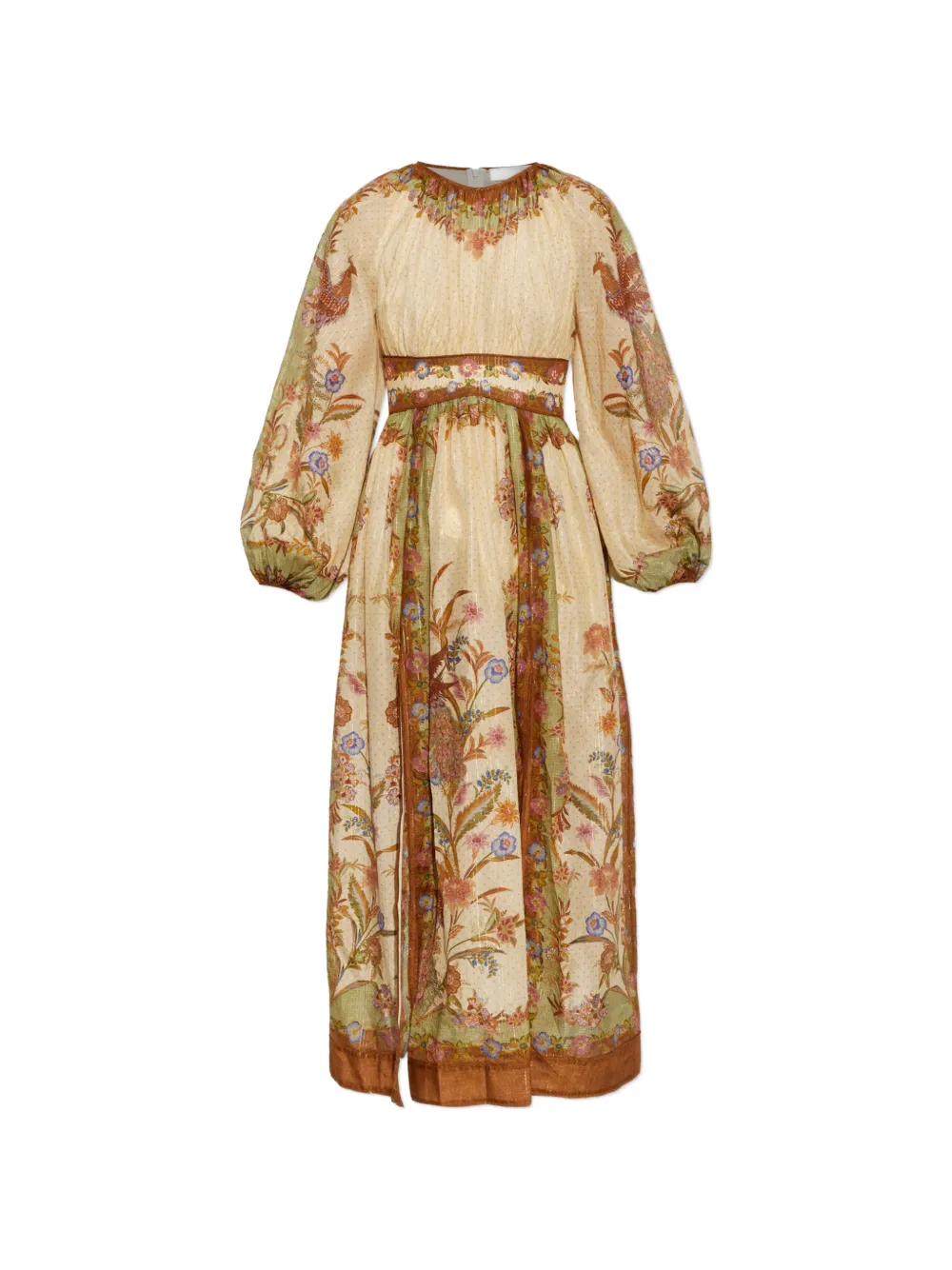 ZIMMERMANN Indra floral-print waisted maxi dress - Neutrals