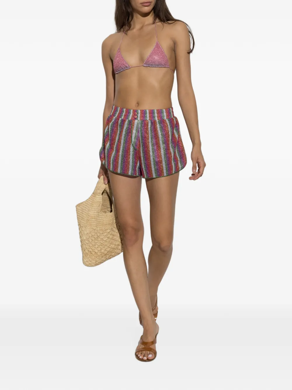 Oséree Gestreepte mini-shorts met lurex-draad Paars