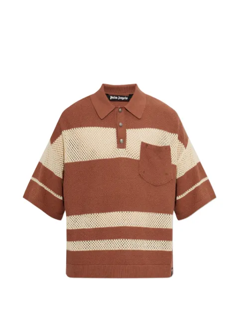 Palm Angels striped mesh-knit polo shirt