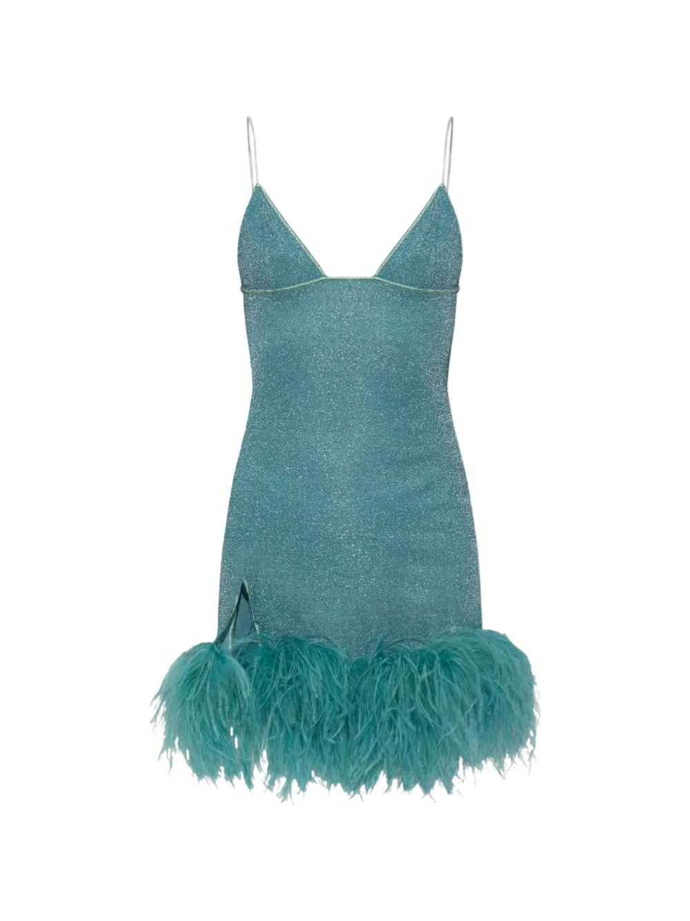 Oséree Plumage feather-trim lurex mini dress - Blau