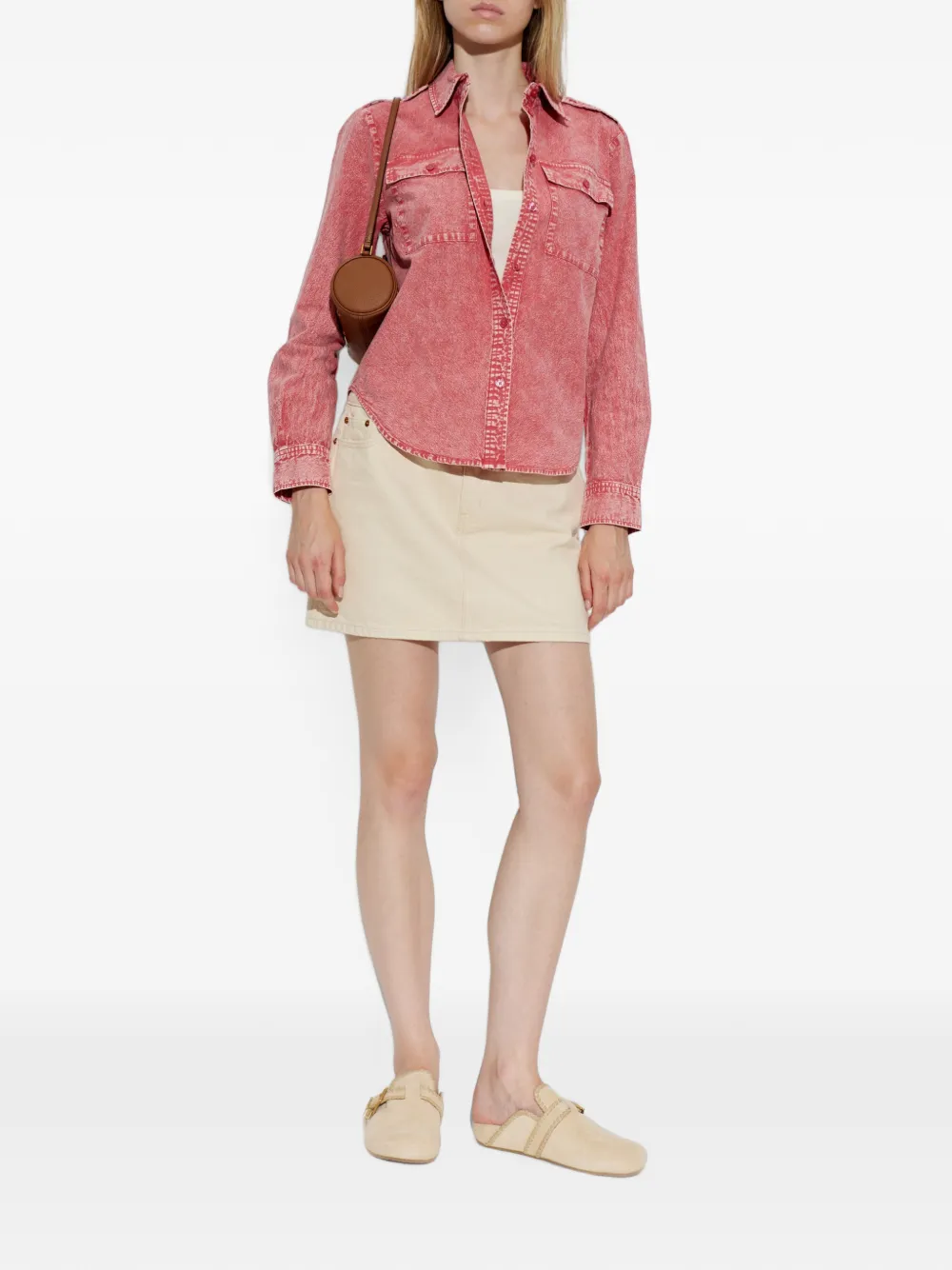 Michael Kors garment-dyed denim shirt Rood
