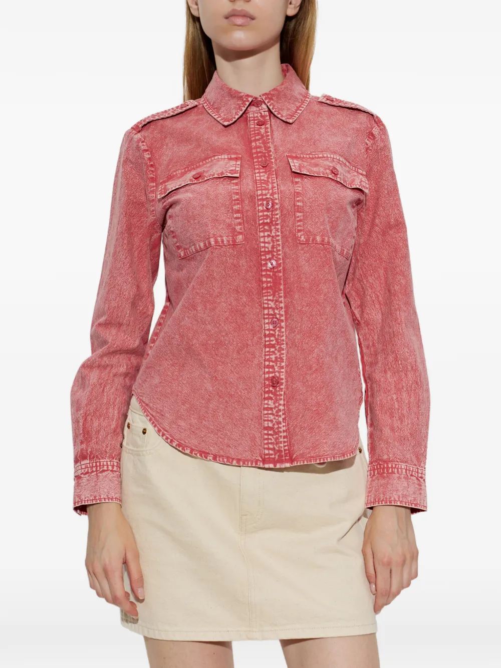 Michael Kors garment-dyed denim shirt Rood