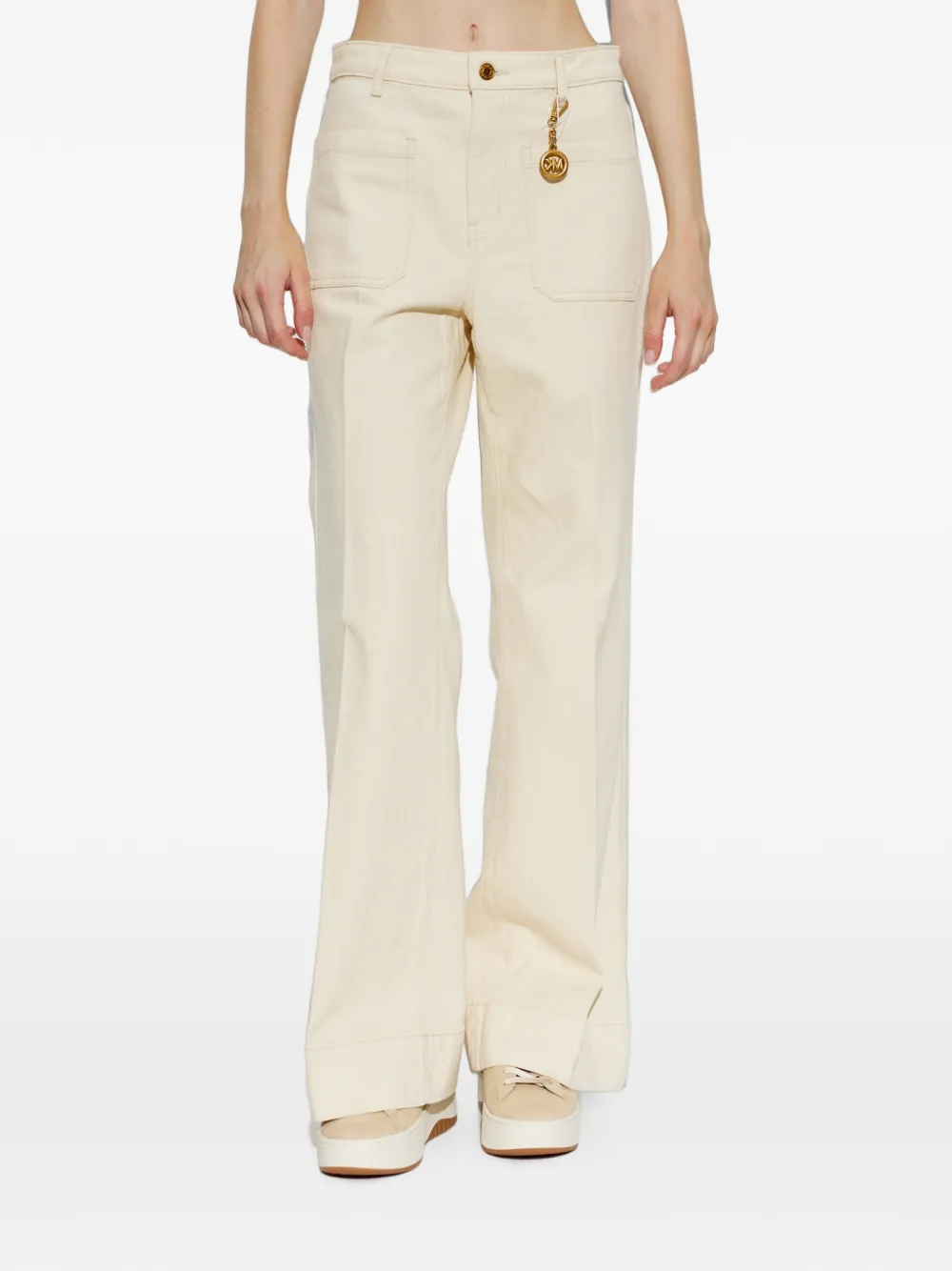 Michael Kors cotton flared trousers Beige