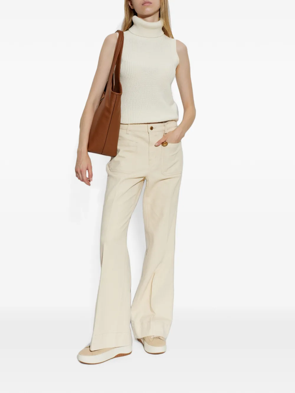 Michael Kors cotton flared trousers Beige