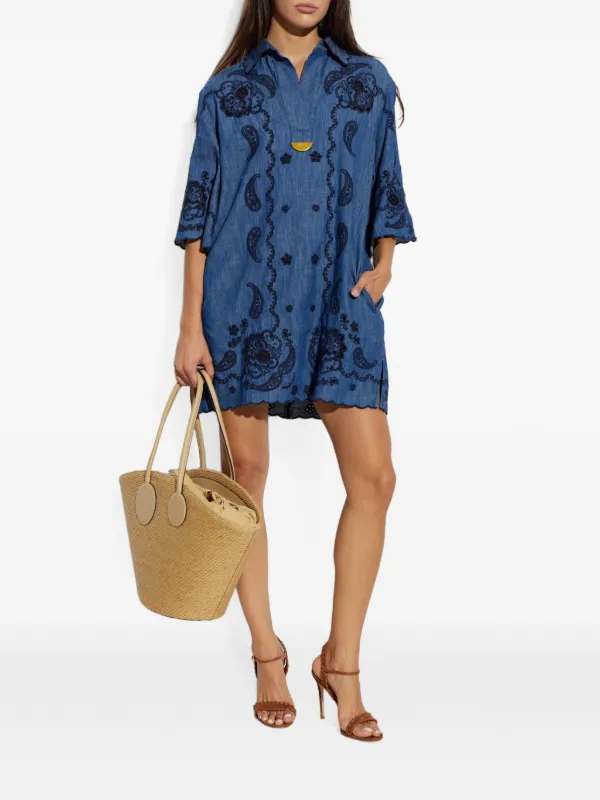 ZIMMERMANN Embroidered Denim Mini Dress | Blue