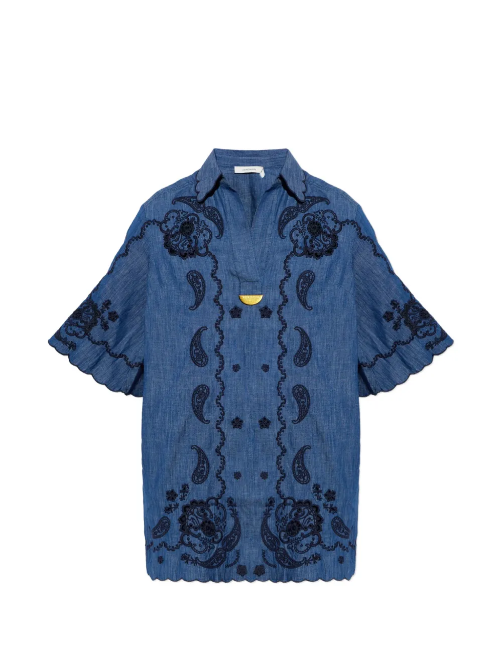 ZIMMERMANN embroidered denim mini dress - Blue