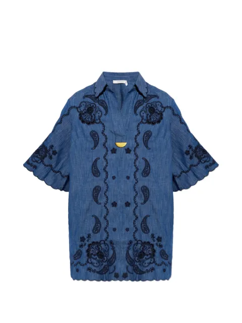 ZIMMERMANN embroidered denim mini dress