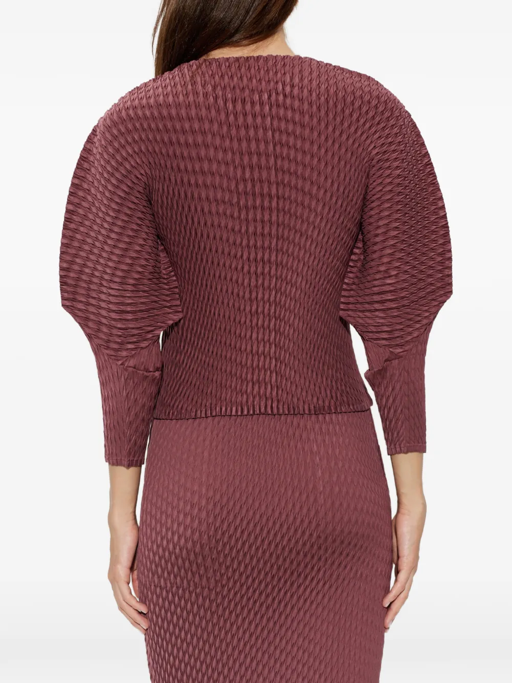 Issey Miyake Sleek Pleats vest met plooien en pofmouwen Rood