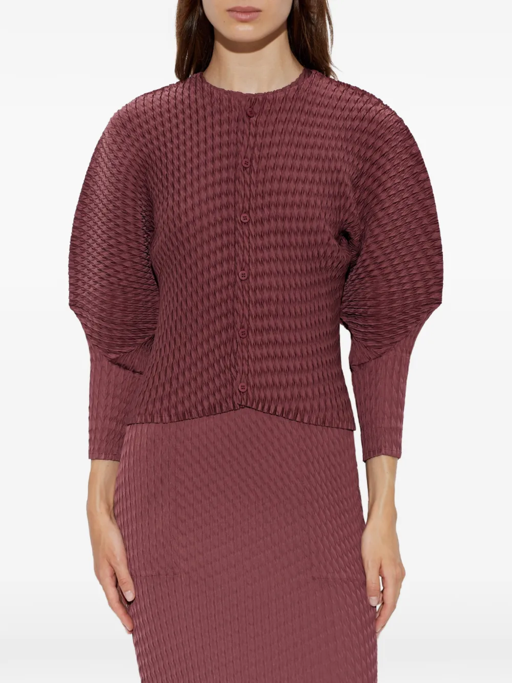 Issey Miyake Sleek Pleats vest met plooien en pofmouwen Rood