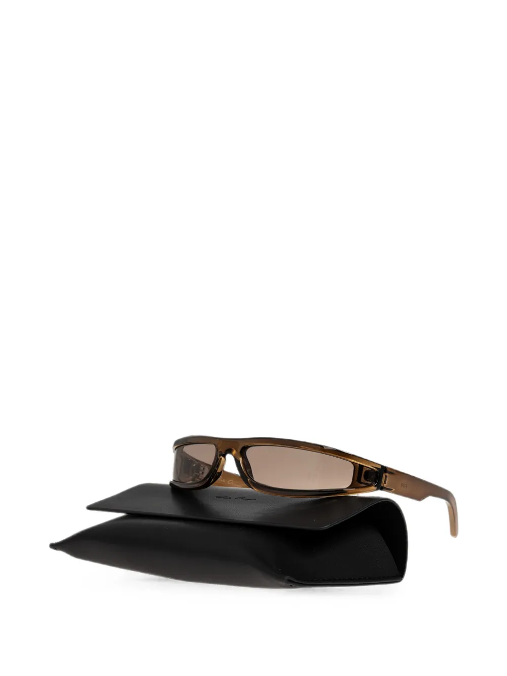 Rick Owens Zonnebril met rechthoekig montuur Bruin